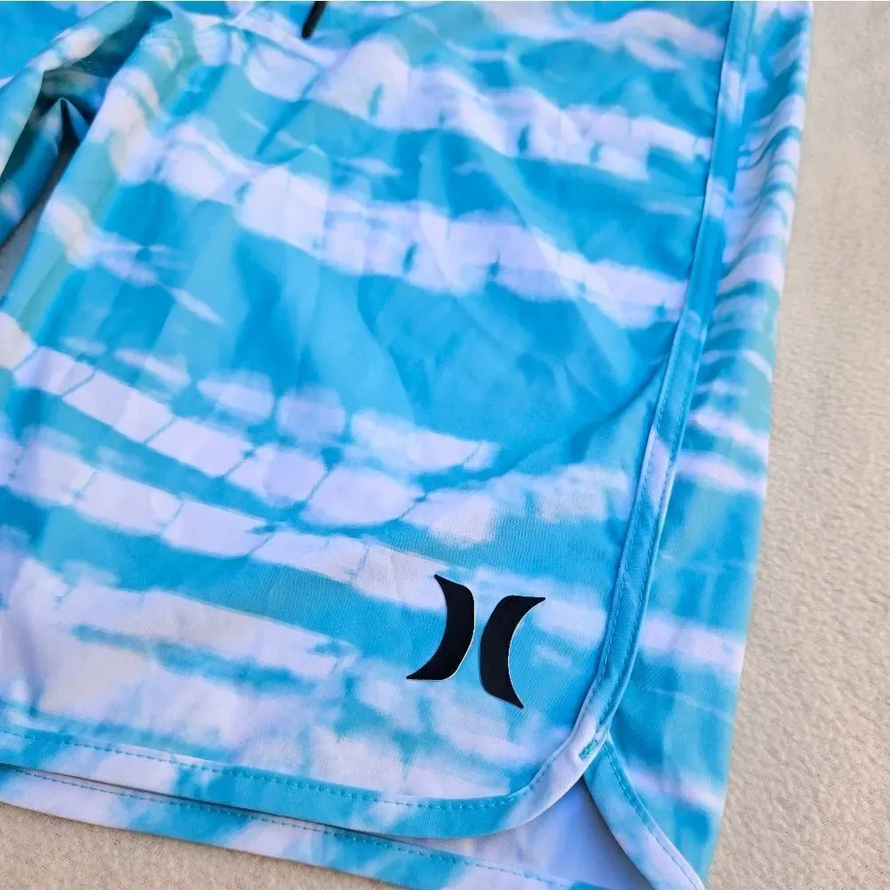 NWOT Hurley Blue and White Swim Shorts Size 28